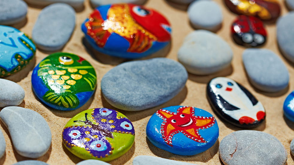 Rainy day activities for kids - paint pebbles